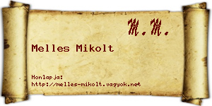 Melles Mikolt névjegykártya